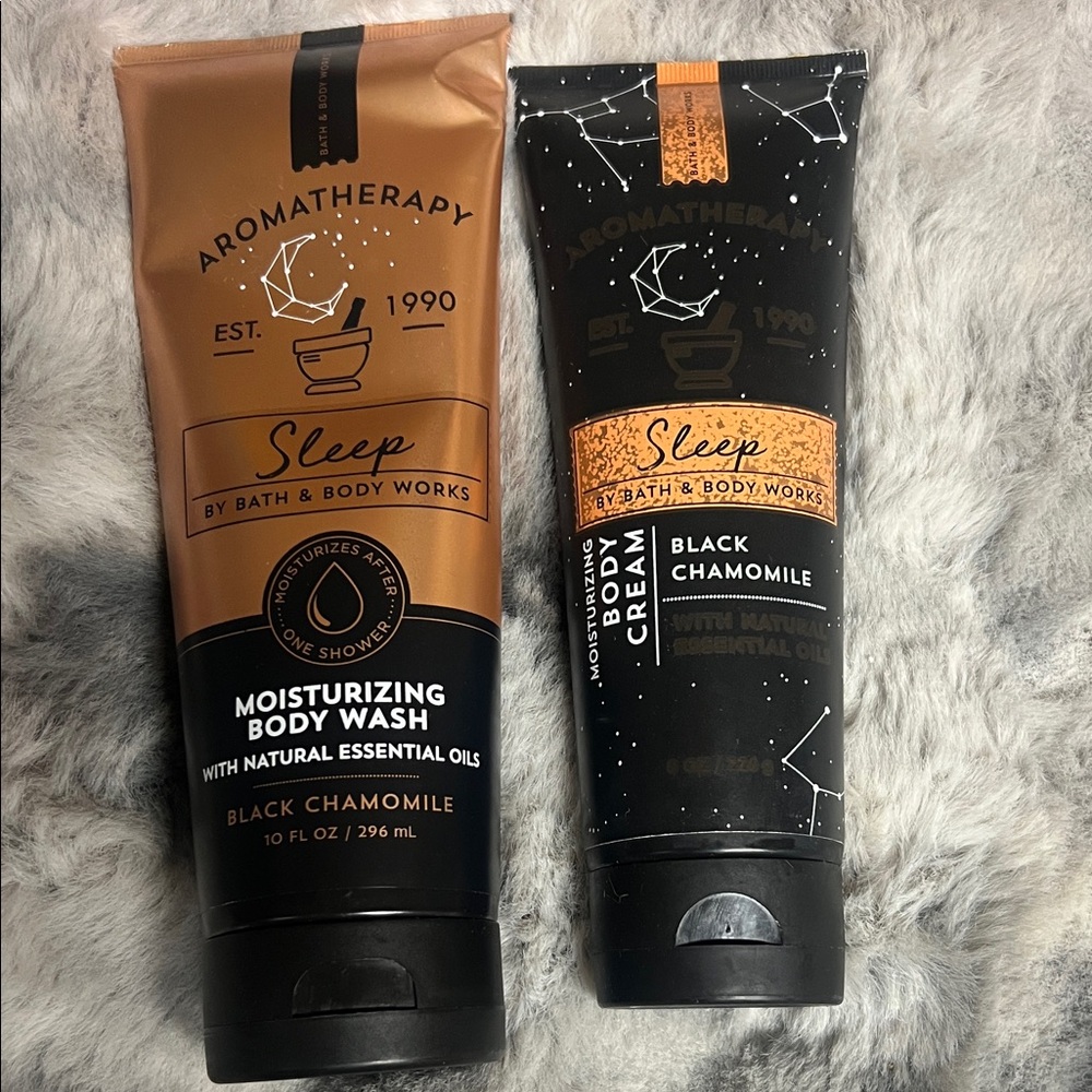 Bath & Body Works Aromatherapy Sleep Black Chamomile Body Wash and Cream Set